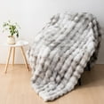 thumbnail image 1 of VK·LIVING Thick Ribbed Faux Rabbit Fur Cozy Reversible Throw Blanket,Super Soft 3D Striped Fuzzy Cozy Blankets,Light Gray,108"x 90", 1 of 7