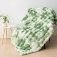 thumbnail image 1 of VK·LIVING Thick Ribbed Faux Rabbit Fur Cozy Reversible Throw Blanket,Super Soft 3D Striped Fuzzy Cozy Blankets,Light Green,50"x 60", 1 of 8