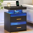 thumbnail image 1 of VKCC RGB LED Nightstand with 2 Drawers & Charging Station, Modern Bedside Table for Bedroom Living Room, Black, 1 of 8
