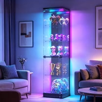 VKCC Display Cabinet with RGB,3-Tier Curio Cabinet with Glass Door ...