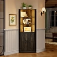 thumbnail image 1 of VKCC 68.1" Farmhouse Corner Cabinet with LED & Charging Station, Storage Cabinet for Living Room Bathroom, Rustic Brown, 1 of 8
