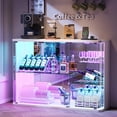 thumbnail image 1 of VKCC Curio Display Cabinet with Glass Door, RGB Coffee Bar with Charging Station, Sideboard with for Living Room Kitchen Bar, White, 1 of 9