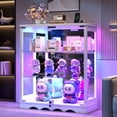 thumbnail image 1 of VKCC Display Cabinet with Glass Door and RGB, Lockable Curio Cabinet with Charging Station, Adjustable Shelves Bookshelf for Living Room, White, 1 of 11
