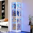 thumbnail image 1 of VKCC 68.9" Tall Corner Display Cabinet with Glass Doors, LED Modern Curio Showcase for Living Room, White, 1 of 11