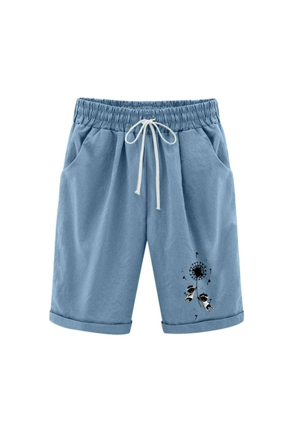 Beach Shorts For Women Women'S Cargo Shorts Shorts High Waist Rise Printed Blue XXL