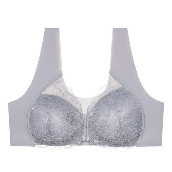 VKEKIEO Bralettes for Women,Sexy Lace Wireless Front Closure Bras For Women Lingerie Comfort Push Up Bra Silke Adjusted Big Size Backless Bralette Tops