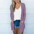 thumbnail image 1 of VKEKIEO Cardigans For Women Trendy Summer Scoop Neck Cardigan Long Sleeve Solid 95%Polyester,5%Spandex Purple Clearance Pattern Cardigan, 1 of 5