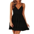 thumbnail image 1 of VKEKIEO Casual Summer Dresses For Women Sun Dress V-Neck Sleeveless Solid Black L, 1 of 7