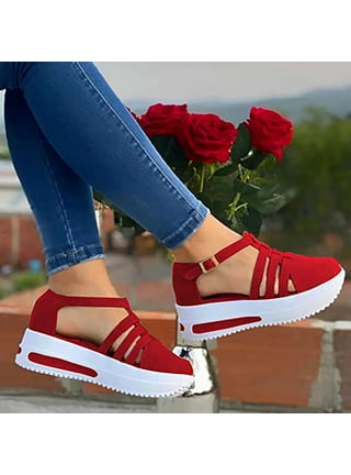 Red Sandals Low Heels