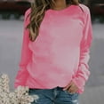 thumbnail image 1 of VKEKIEO College Sweatshirts Crew Neck Long Sleeve Solid Walking Hot Pink Polyester Sweatshirts For Women, 1 of 5