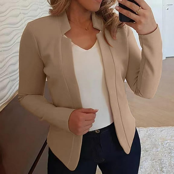 VKEKIEO Cropped Cardigan Scoop Neck Cardigan Long Sleeve Solid 100%Polyester Brown Women'S Long Cardigan Clearance