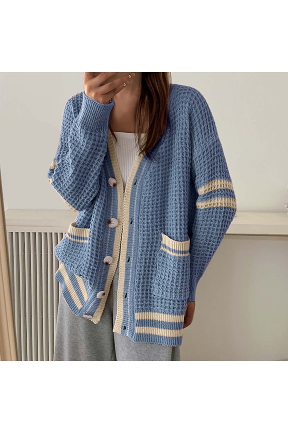 Cropped Cardigans For Women Scoop Neck Sweatshirt Long Sleeve Printed Acrylic Blue Cardigans For Wommen