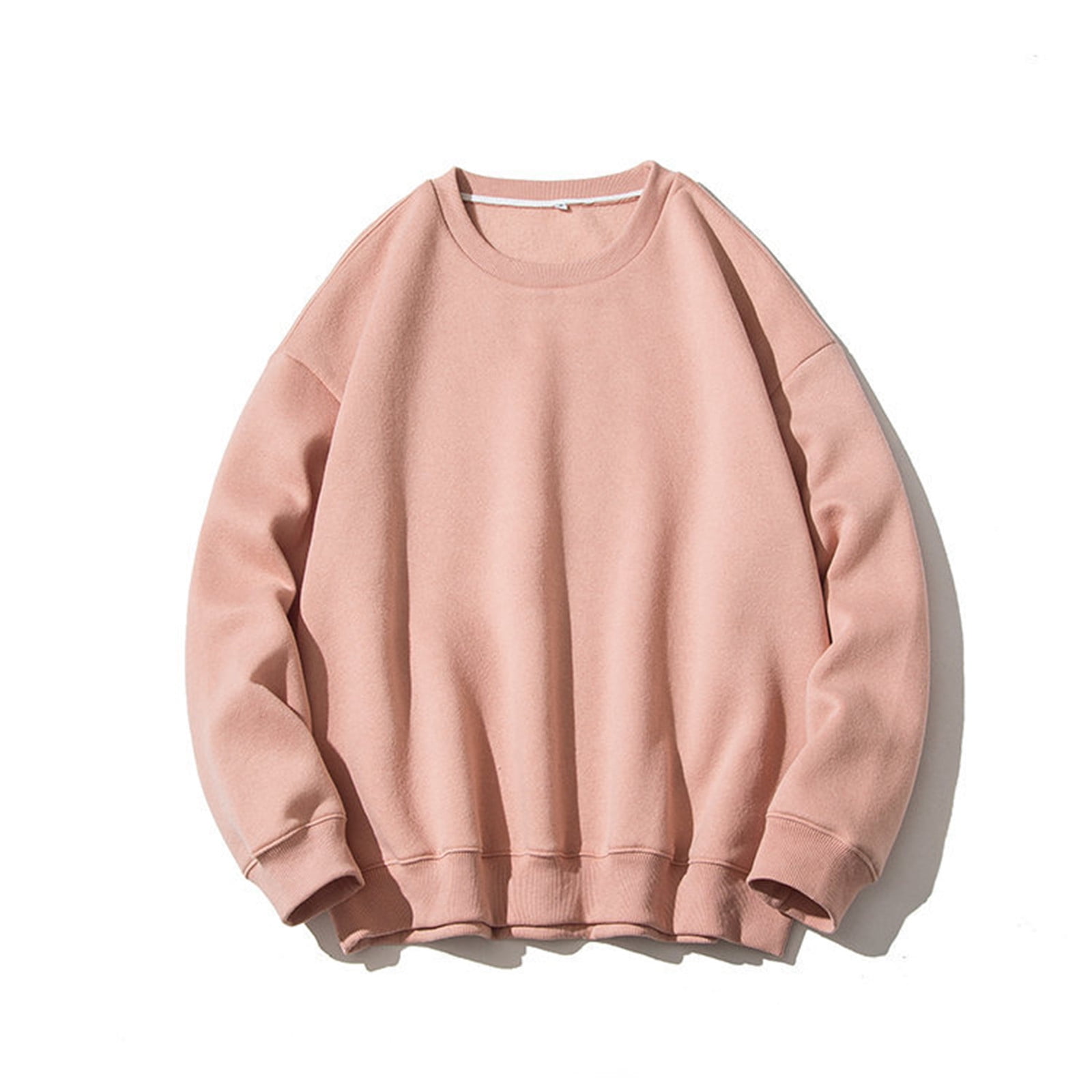 VKEKIEO Crew Neck Sweatshirts Women Crew Neck Long Sleeve Solid Walking Gray 100 polyester Sweatshirts For Women Loose Fit Walmart