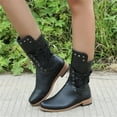 thumbnail image 1 of VKEKIEO Fall Boots For Women 2023 Round Toe High Heel Heels Lace Lace-Up Black Winter Boots, 1 of 5