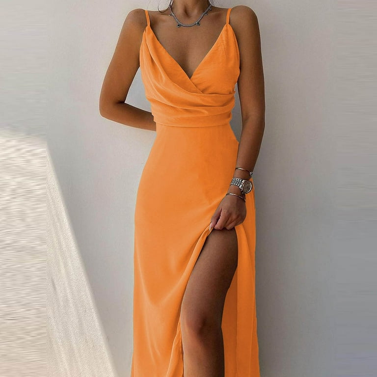Orange flowy dress sales