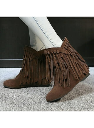 Girls brown fringe boots hot sale