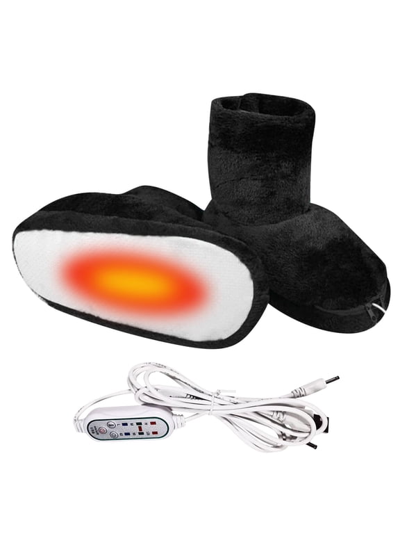 House Slippers USB Heated Slippers Heated Feet Warmer Winter Office Heating Shoes Plug Electric Heating Boots Feet Warm Plush Indoor Comfy Slippers