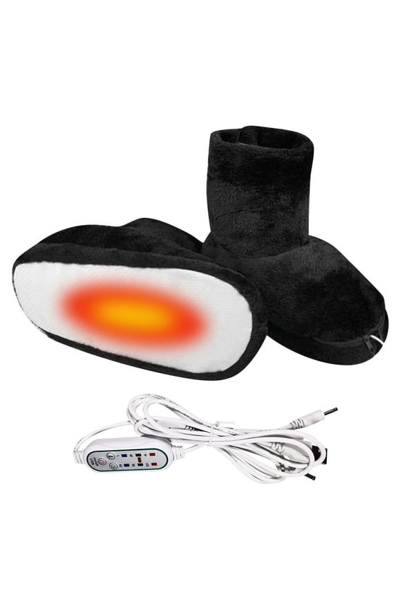 House Slippers USB Heated Slippers Heated Feet Warmer Winter Office Heating Shoes Plug Electric Heating Boots Feet Warm Plush Indoor Comfy Slippers