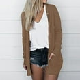 thumbnail image 1 of VKEKIEO Lightweight Winter Cardigan Scoop Neck Cardigan Long Sleeve Solid 95%Polyester,5%Spandex Brown Women Cardigan Clearance Under 15, 1 of 6
