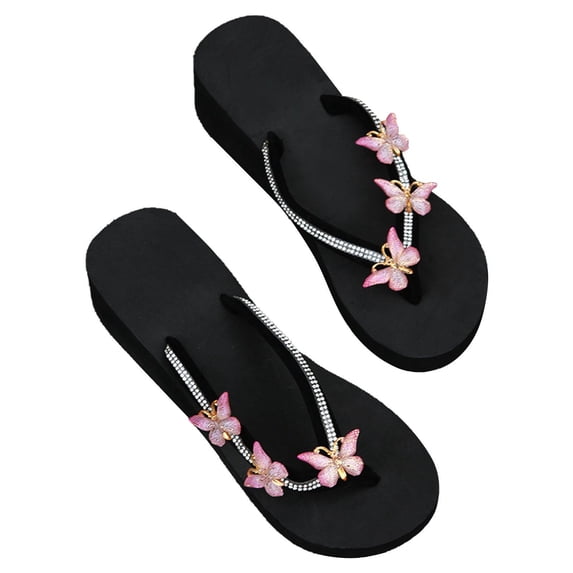 VKEKIEO Open Toe Women's Slippers Flat Heel Slip-On Bow Pink 38