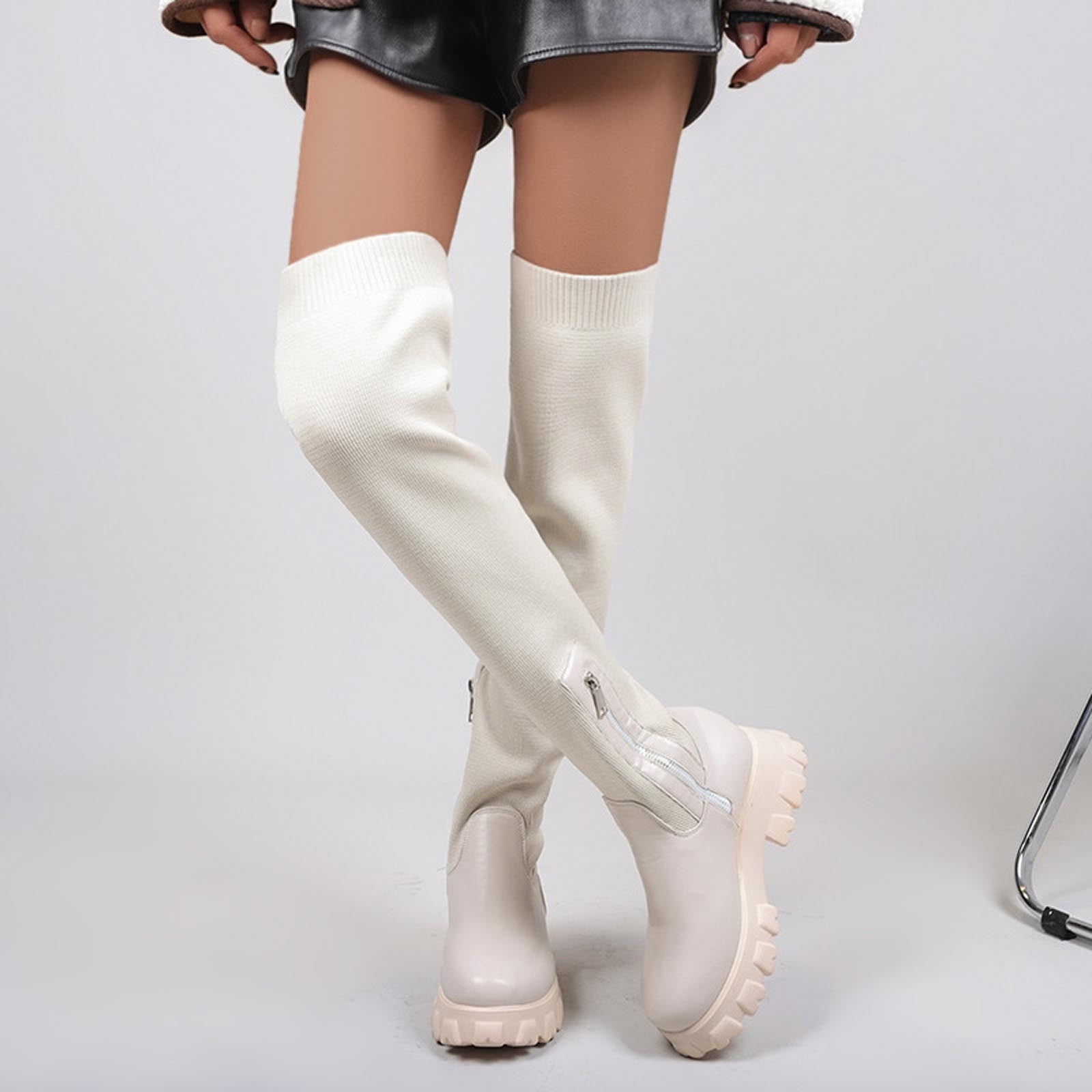 Round toe hotsell thigh high boots
