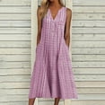 thumbnail image 1 of VKEKIEO Stripe Dresses for Women,Bodycon Maxi Dresses,V-Neck Sleeveless Pink XXL, 1 of 5