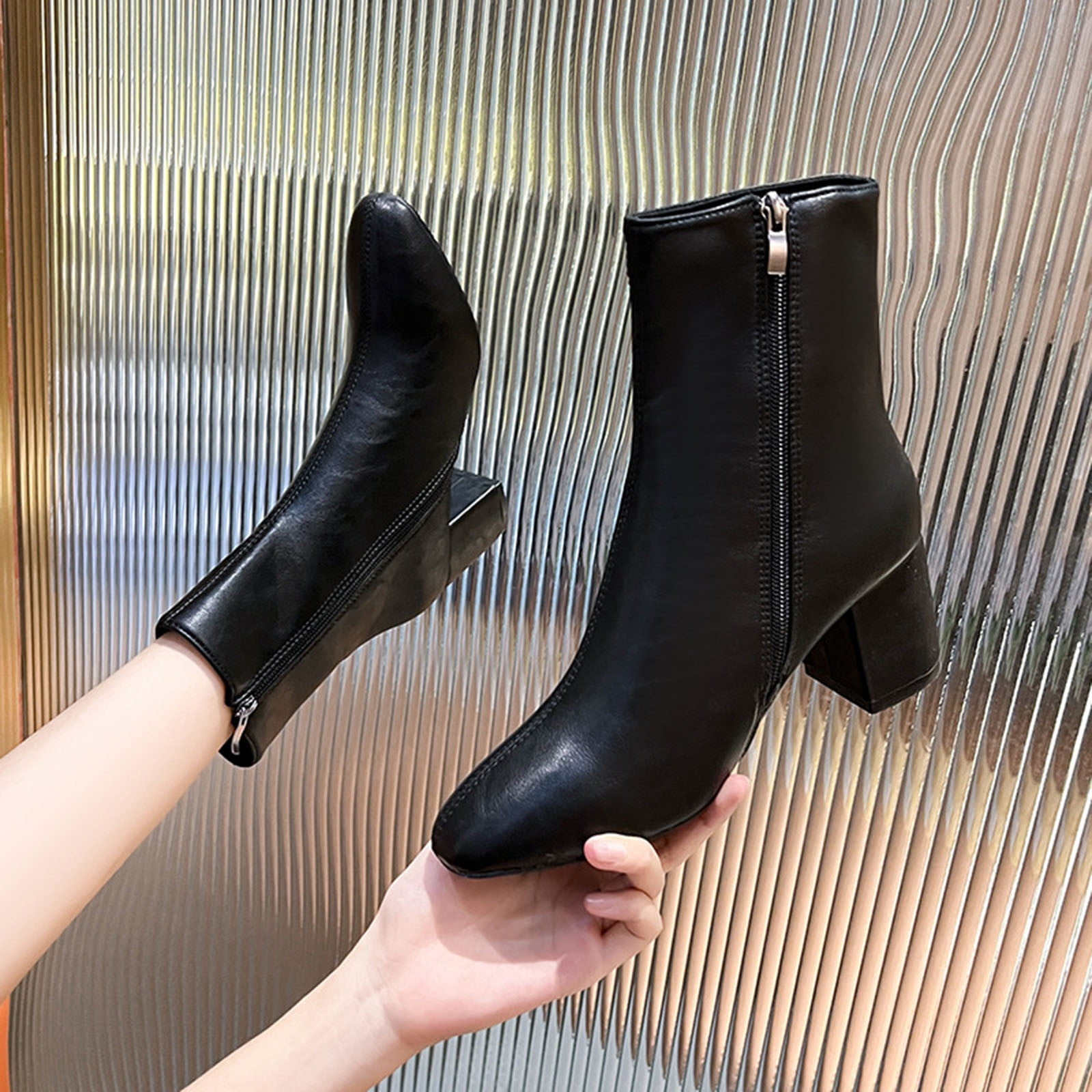 Round heel on sale booties