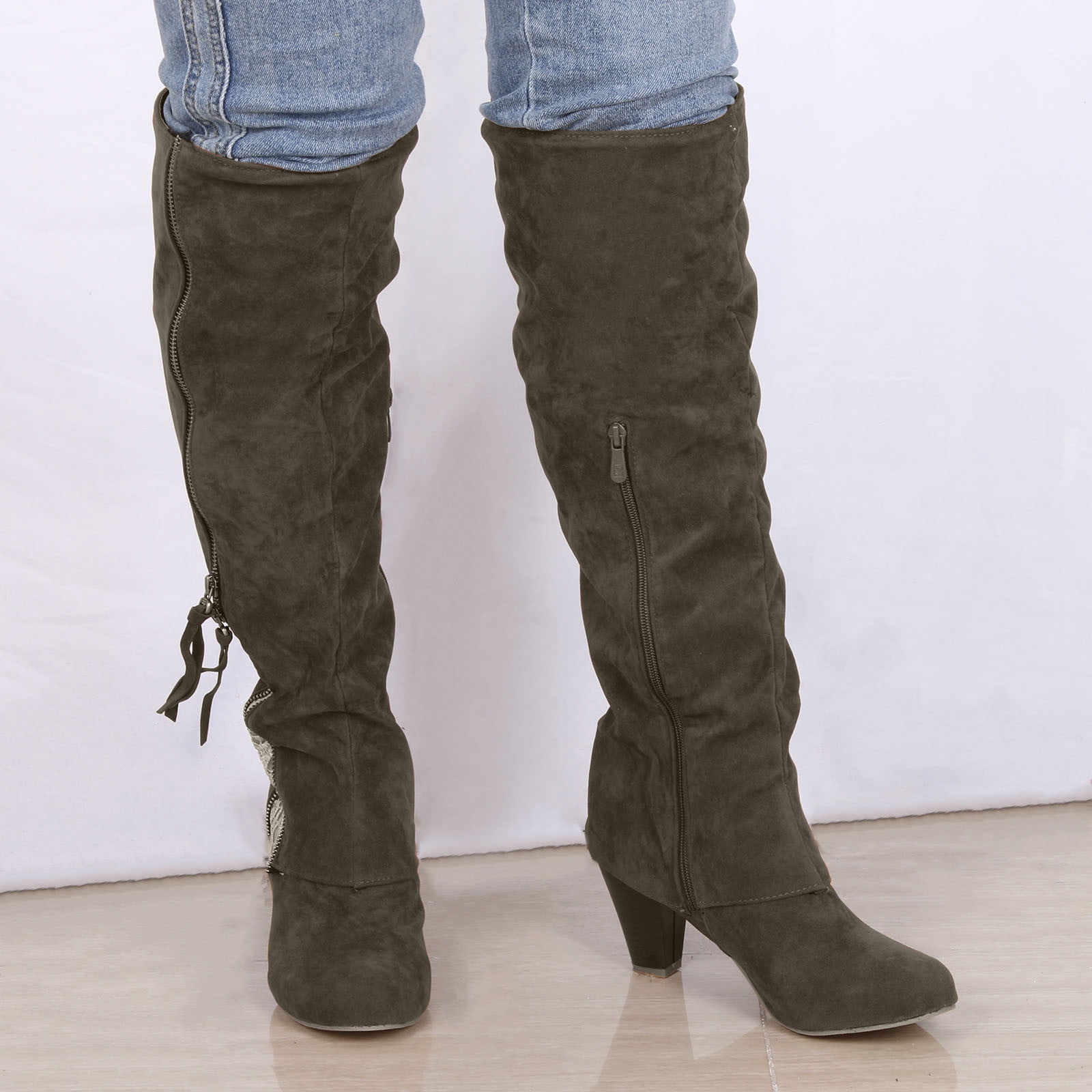 high heel army boots