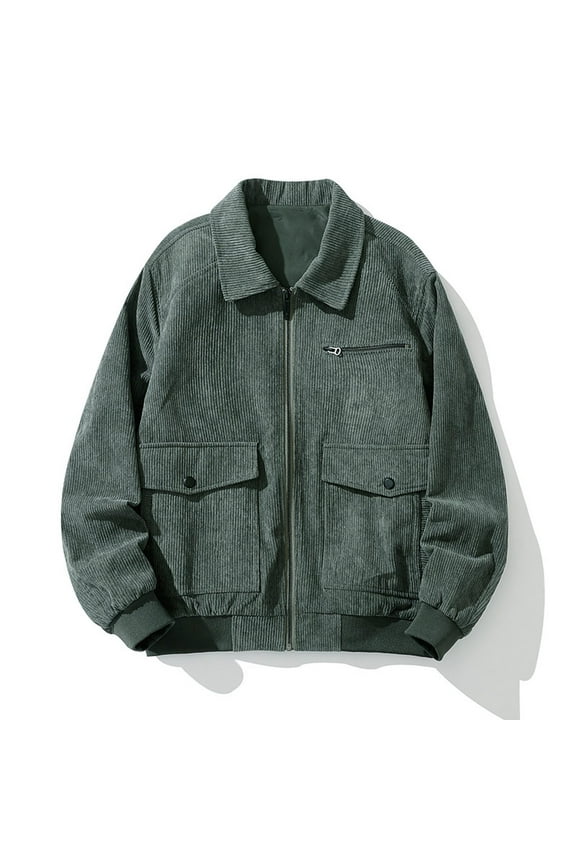 Trench Coat Men, New Fashion Casual Coat Long Corduroy Lapel Coat For Men Long Sleeve Hoodless Casual Outwear & Jackets