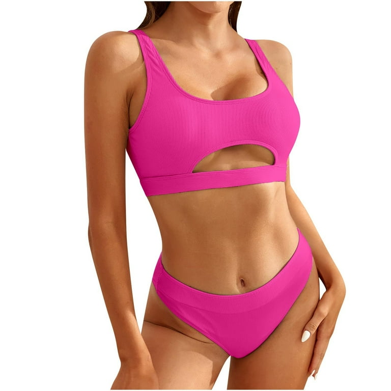 VKEKIEO Two-Piece Sets Swimsuit Sport Bra Style Back-Smoothing Hot
