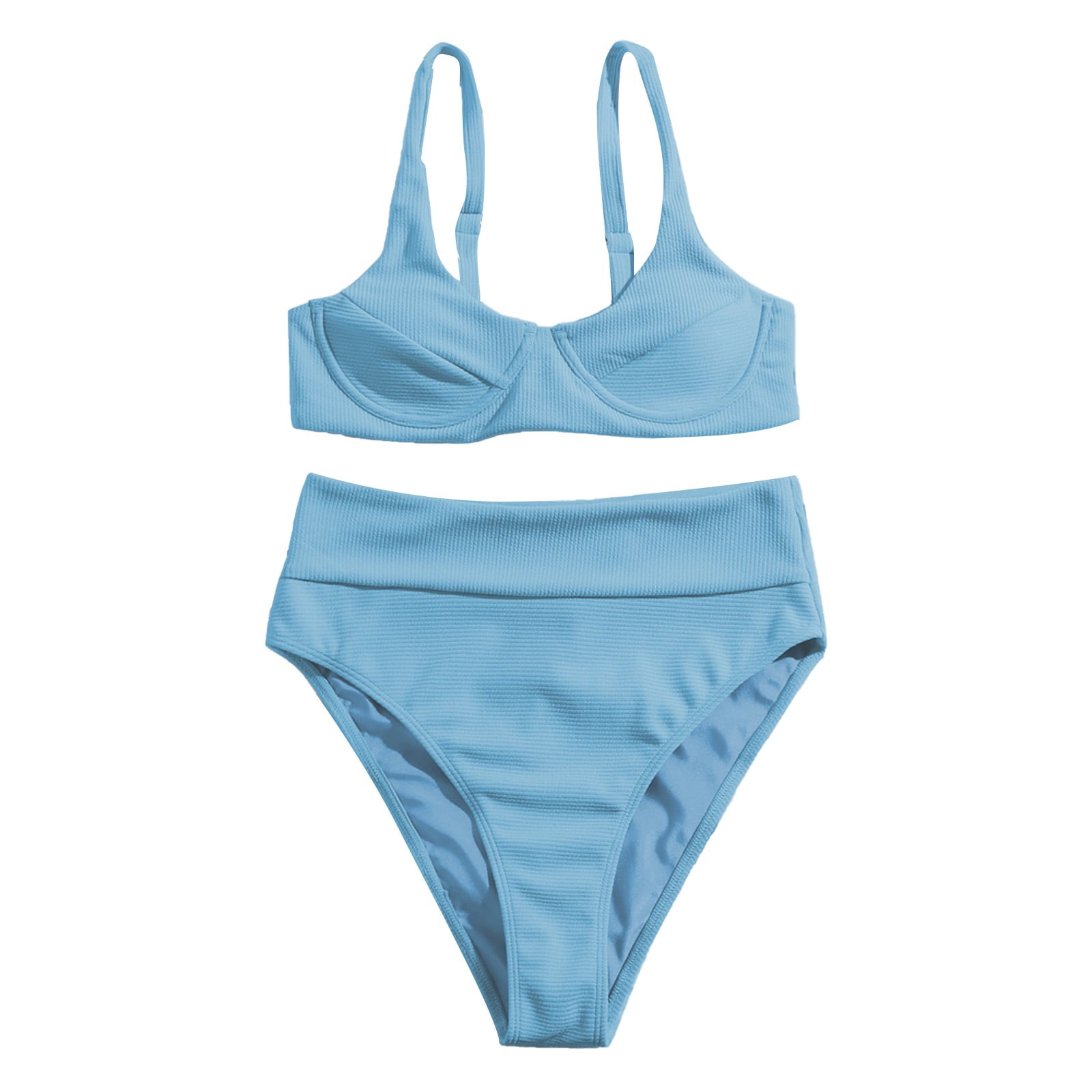 VKEKIEO TwoPiece Sets Swimsuit Sport Bra Style Padded Blue L