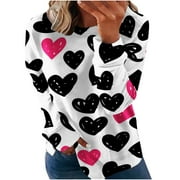 VKEKIEO Valentines Day Gifts Valentine's Day Women's Casual Printed Thin Sweater Long Sleeve Round Neck Shirt/shirt