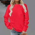 thumbnail image 1 of VKEKIEO Winter Sweatshirts For Women Crew Neck Long Sleeve Solid Aerobics Red 100%Polyester Sweatshirts For Women Loose Fit, 1 of 4
