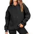 thumbnail image 1 of VKEKIEO Women Hoodies V-Neck Long Sleeve Solid Backpacking Black 100%Polyester Sweatshirts For Women Clearance Under S10.00, 1 of 8