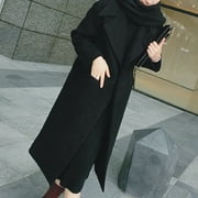 VKEKIEO Women Winter Warm Trench Long Coat Outwear Lapel Wool Jacket Overcoat Plus