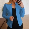 thumbnail image 1 of VKEKIEO Womens Cardigan Scoop Neck Cardigan Long Sleeve Solid 100%Polyester Blue Clearance Pattern Cardigan, 1 of 5