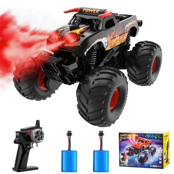 VKFVKF 1:16 Waterproof Remote Control Monster Truck - 4WD Amphibious All Terrain RC Car, Off-Road Toy Truck with Rechargeable Battery, Gift for Kids