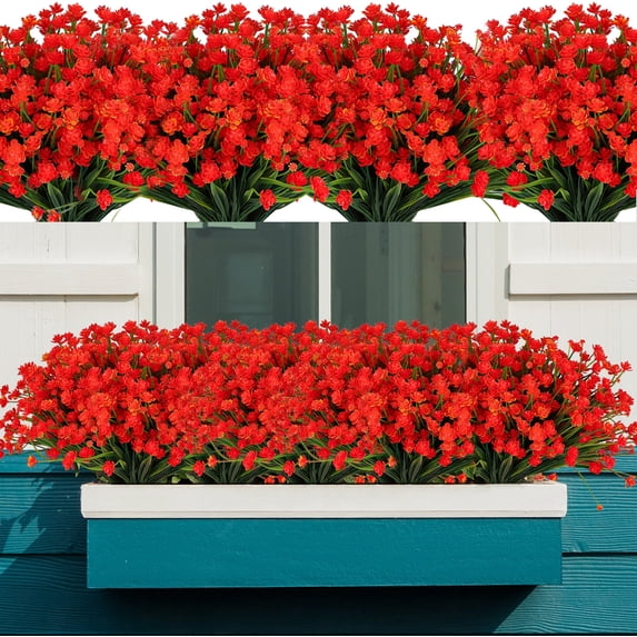 VKFVKF 24 Bundles Artificial Fake Flowers Outdoor, Faux Plants Fall for ...