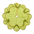 thumbnail image 1 of VKGPHLE 35.43 Inch Green Plush Christmas Tree Skirt, Gold Trim Scalloped Xmas Tree Base Cover with 6 Bows for Holiday Home Party Decor, 1 of 6