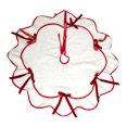thumbnail image 1 of VKGPHLE 47.24 Inch White Plush Christmas Tree Skirt, Large Red Bow Scalloped Xmas Tree Base Cover for Holiday Home Party Gift Decor, 1 of 4