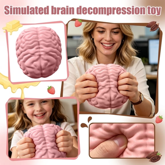 VKGPHLE Halloween Brain Shaped Squishy Stress Toy with Slow Rising Flour, 1-Pack, Pink, for Relaxation, Halloween Squeeze Toy Gifts for Adults Kids