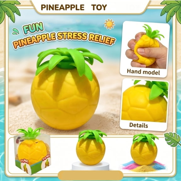 VKGPHLE Pineapple Squishy, Squeeze Fruit, Sensory Fidget Ball Soft Food Squeeze Ball Stress Relief Christmas Novelty Gifts for Adults