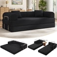 thumbnail image 1 of VKHCU 79" Convertible Sofa Bed, 5-in-1 Sleeper Sofa, Boneless Couch with Fixed-Shape Frame, Corduroy Folding Floor Sofa for Living Rooms,Bedroom, Apartment, No Assembly Required, Black, 1 of 9