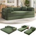 thumbnail image 1 of VKHCU 79" Convertible Sofa Bed, 5-in-1 Sleeper Sofa, Boneless Couch with Fixed-Shape Frame, Corduroy Folding Floor Sofa for Living Rooms,Bedroom, Apartment, No Assembly Required, Green, 1 of 9