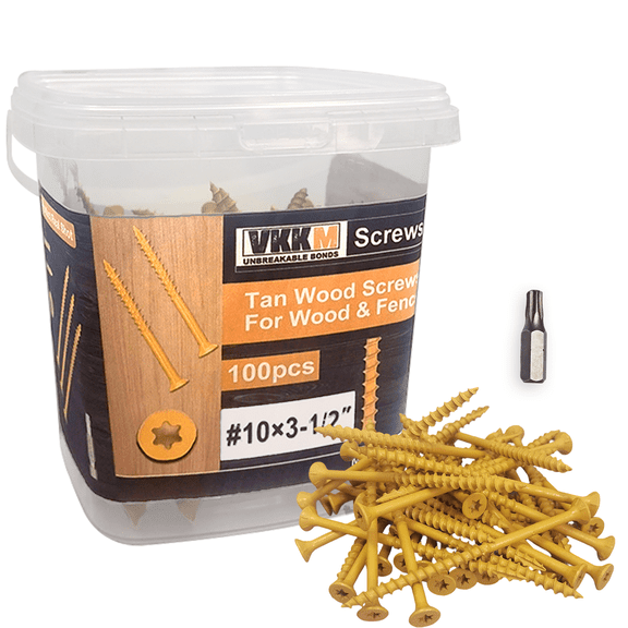VKKM #10 x 3-1/2in Phillips Head Wood Screws, The Ultimate Choice for Wood Building, Includes T25 Bit