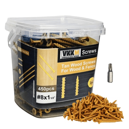 VKKM  #8 X 1-1/2 in. Star Drive Gold Construction Wood Screw 450pcs 2.7 lb