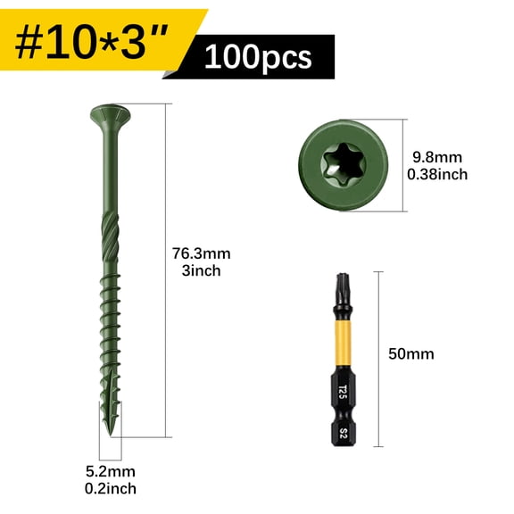 VKKM Star/Torx Drive Wood Screws, Self-Drilling Deck Screws with Bit, Rust Proof