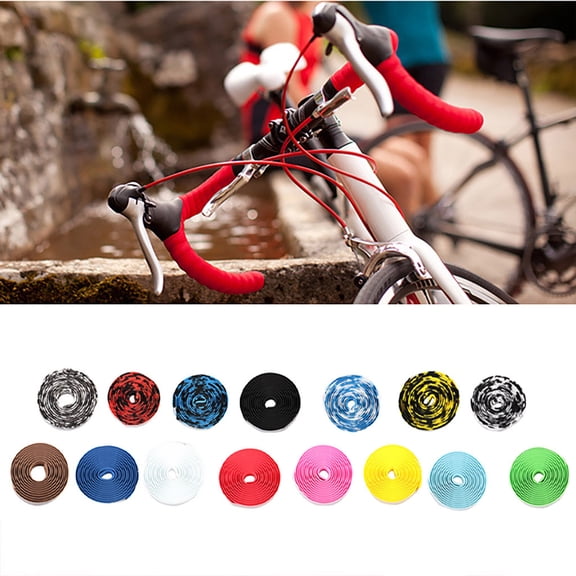 VKLU 1 Pair Road Bike Handlebar Tape, Red Shock-Absorbing Rubber Sponge Bar Tape, Anti-Slip and High Friction Bicycle Wraps for Racing, Gravel Bikes and Long Rides, Includes 2 Bar Plugs