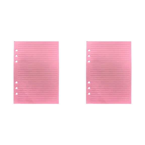 VKLU 100 Sheets A5 6-Hole Refill Paper, Ruled Loose Leaf Paper for 6-Ring Binders and Planners, No-Bleed Writing Paper, Pink