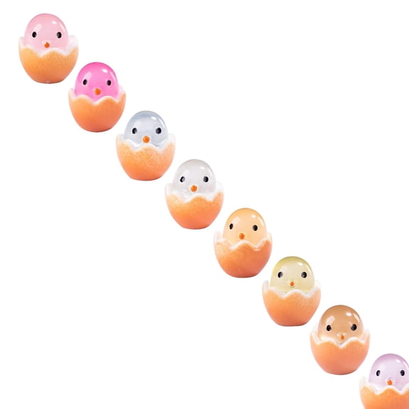VKLU 10PCS Glow in the Dark Mini Chickens, Luminous Resin Eggshell Chick figurines , Cute Pink Miniature Bird Statues , Desk Decor